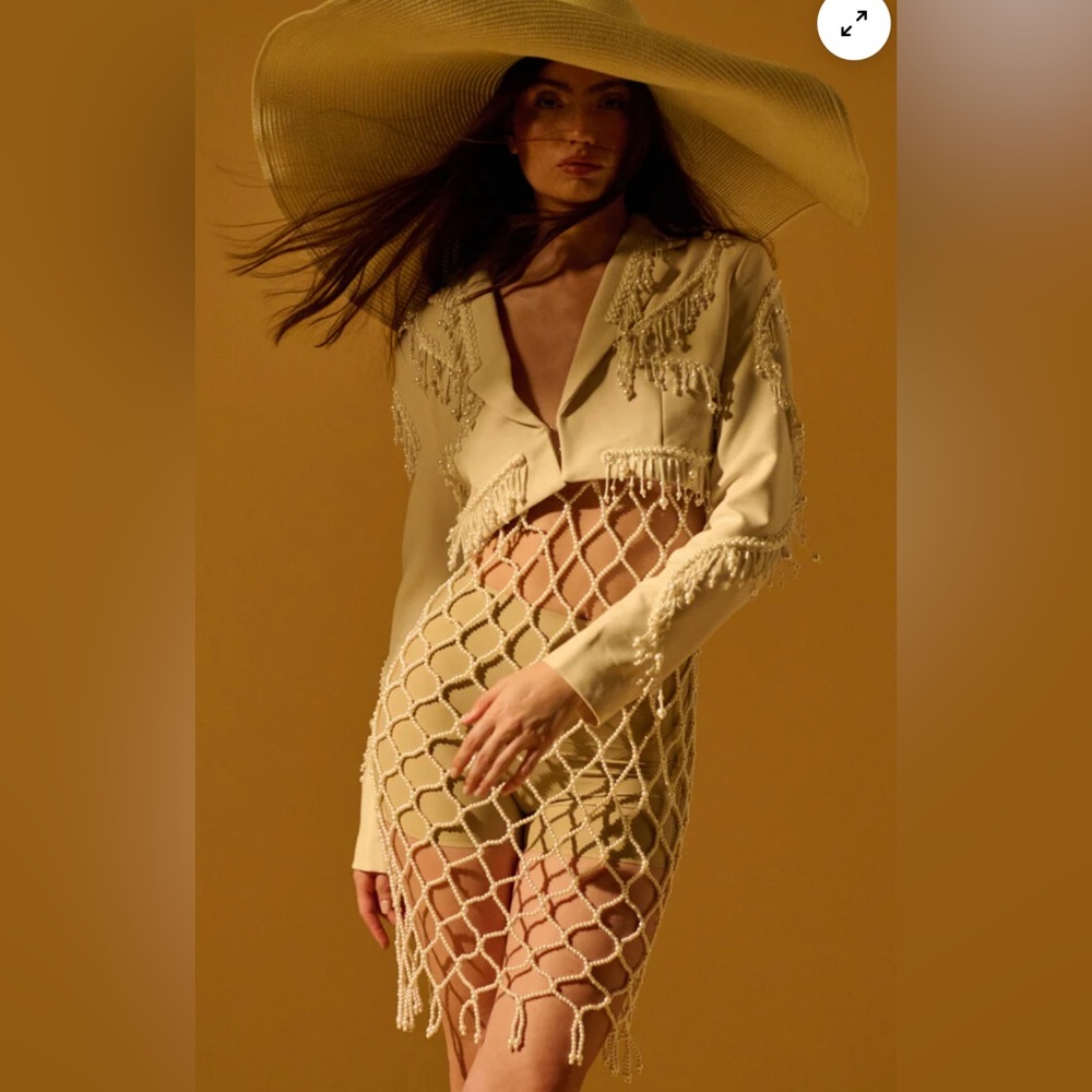 AKIRA Label Ursula Pearl Beaded Midi Dress/cover up